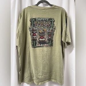 Crazy Shirts Trusty Tikis Olive Green Short Sleeve Tee Size XL